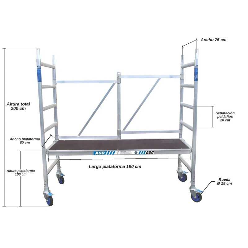 Andamio Plegable Aluminio Modelo A con Ruedas Barato