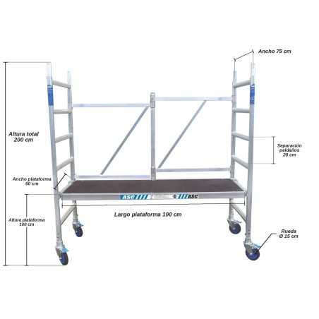 Andamio Plegable Aluminio Modelo A con Ruedas Barato