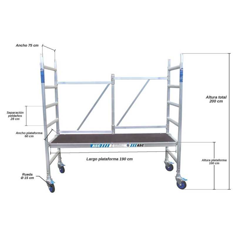 Andamio Plegable Profesional Altura 3m Sin Trampilla
