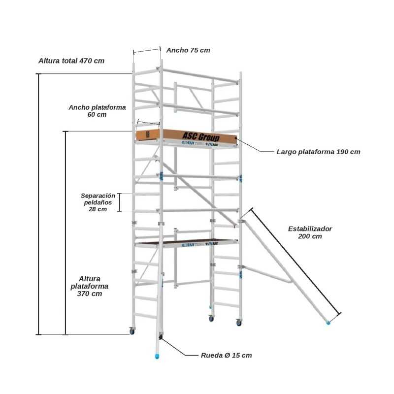 Andamio de Aluminio 5 Metros Plegable - ASC Spain