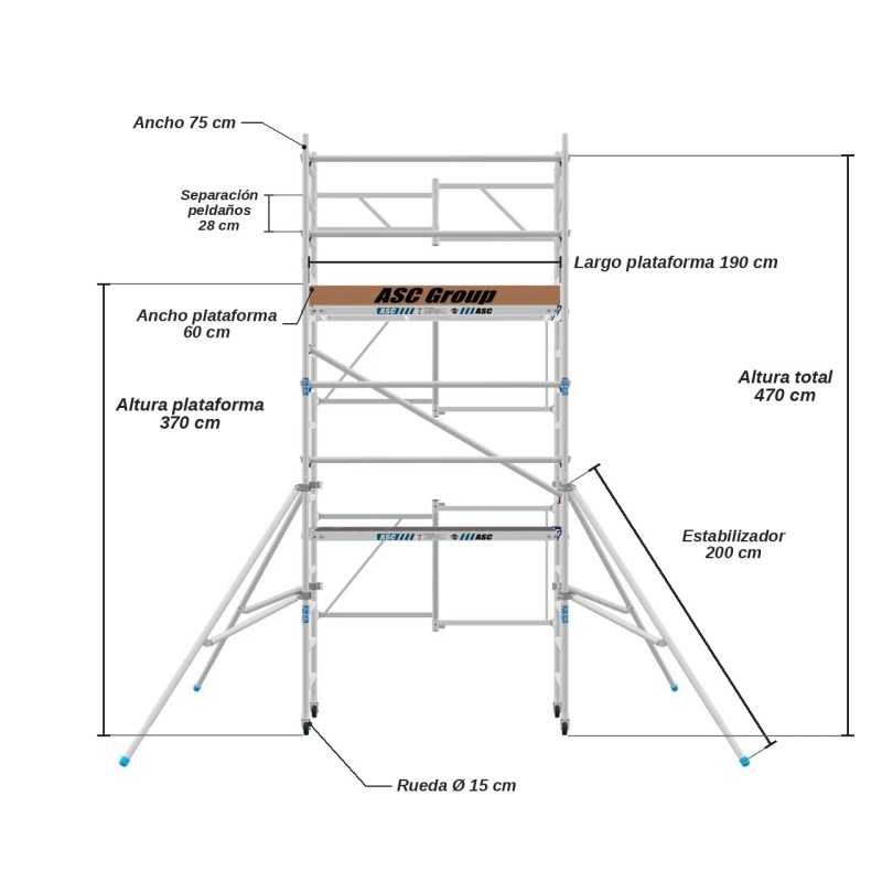 Andamio de Aluminio 5 Metros Plegable - ASC Spain