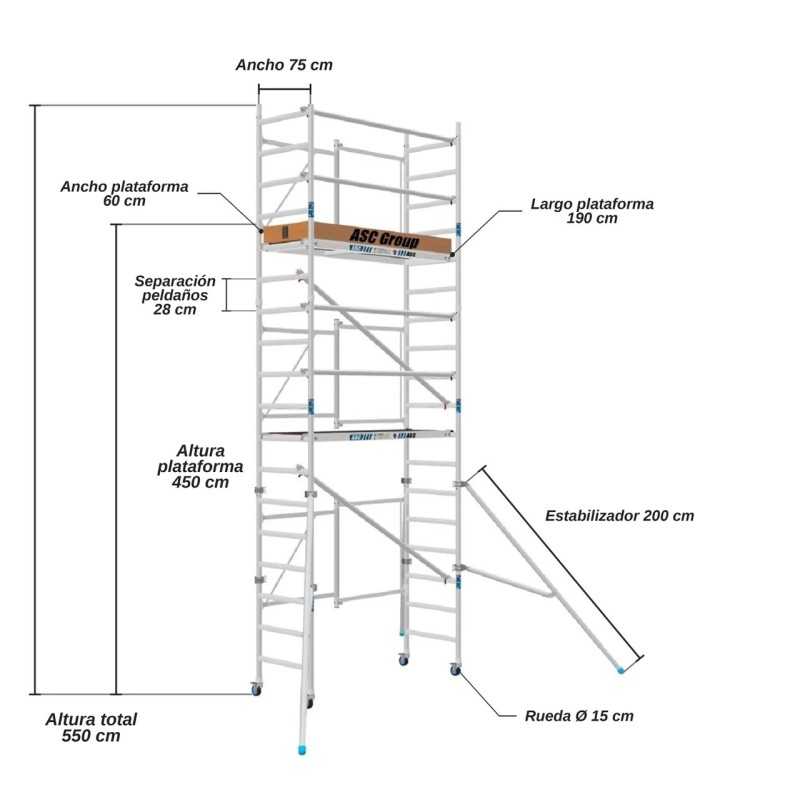 Andamio Plegable 6,5 m Completo de Aluminio | ASC Andamios