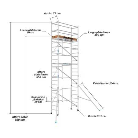 Andamio Plegable 7,5 m Completo de Aluminio | ASC Andamios