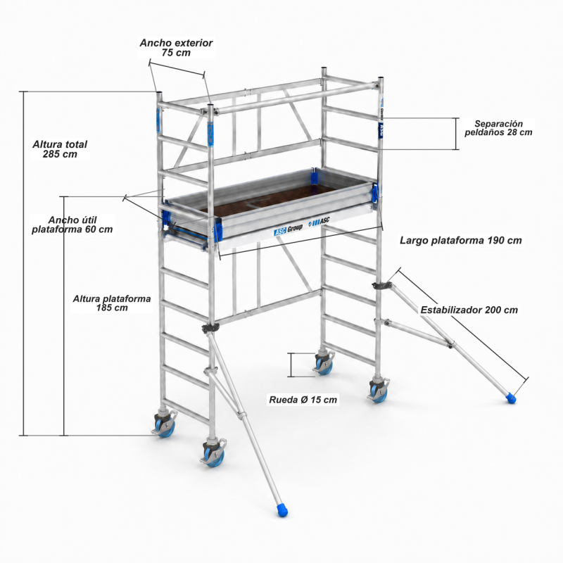 Andamio Plegable 4,10 m Completo con Trampilla | Andamios ASC