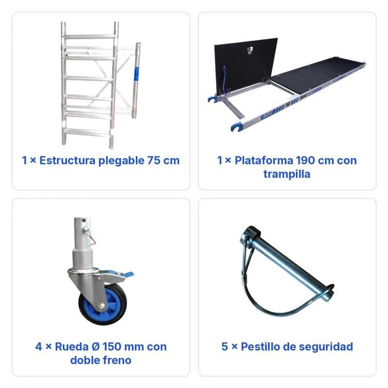 Andamio Plegable Aluminio Modelo A con Ruedas Barato