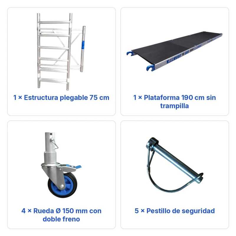 Andamio Plegable Profesional Altura 3m Sin Trampilla