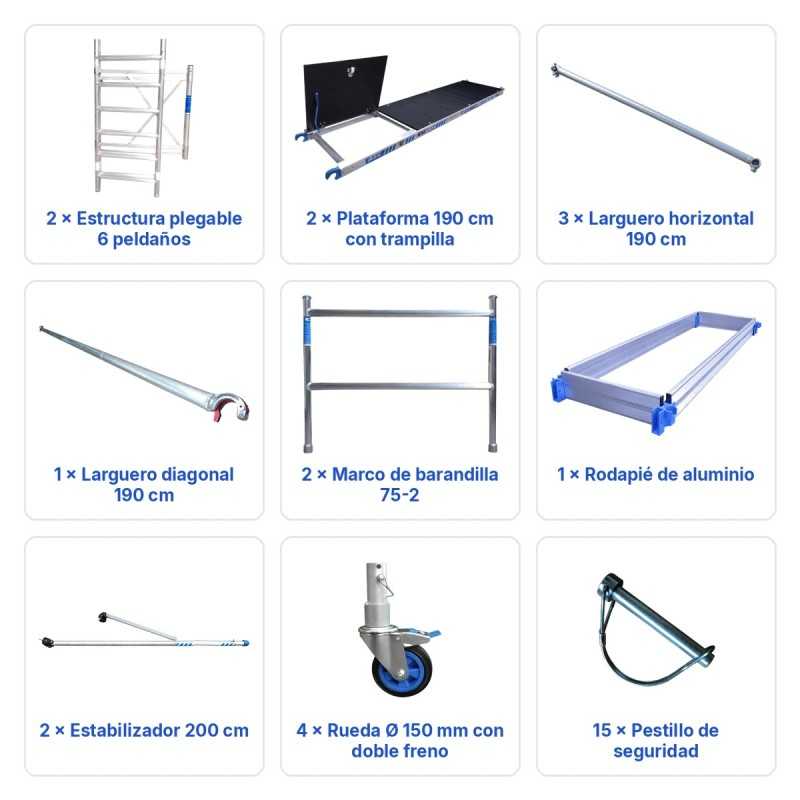 Andamio de Aluminio 5 Metros Plegable - ASC Spain