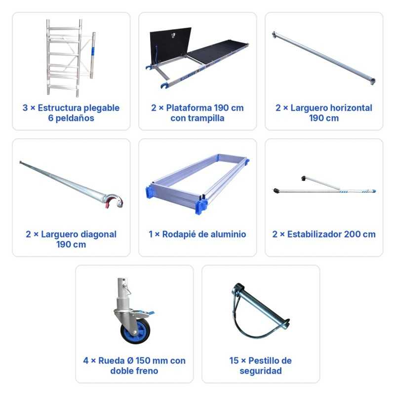 Andamio Plegable 6,5 m Completo de Aluminio | ASC Andamios