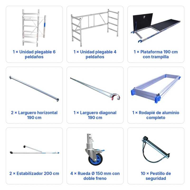 Andamio Plegable 4,10 m Completo con Trampilla | Andamios ASC