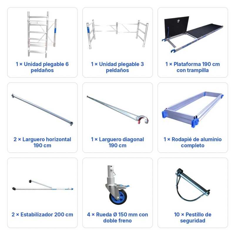 Andamio Plegable 3,85 m Completo con Trampilla | ASC Andamios