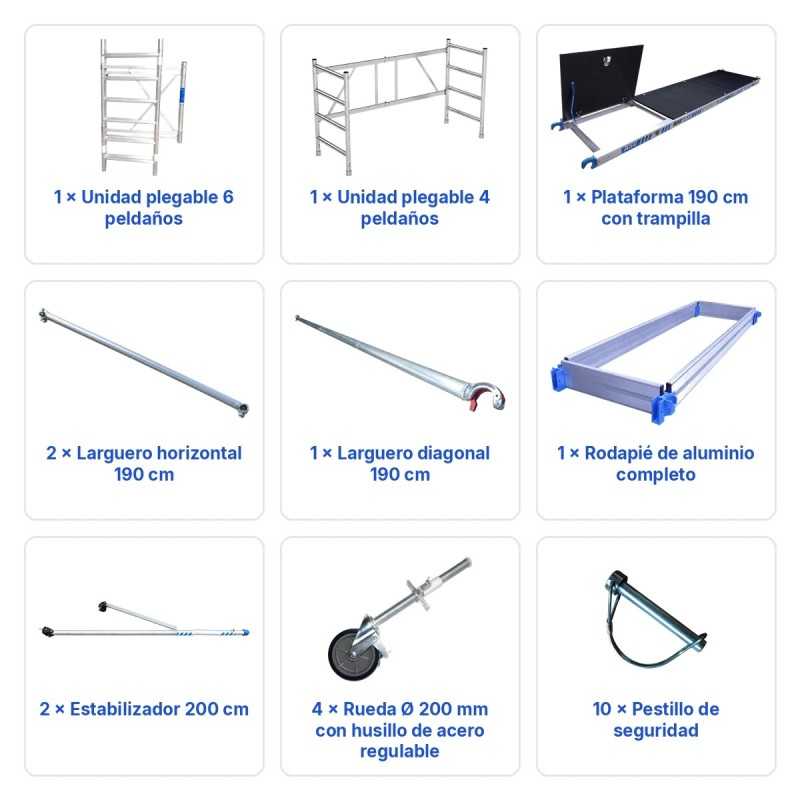 Andamio Plegable 4,50 m Ruedas con Husillo | Andamios ASC