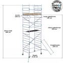Torre Móvil Económica Alumexx 7,2m Altura de Trabajo, Ancha 135x190