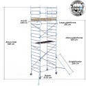 Torre Móvil Económica Alumexx 7,2m Altura de Trabajo, Ancha 135x250