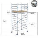 Torre Móvil Económica Alumexx 5,2m Altura de Trabajo, Ancha 135x250