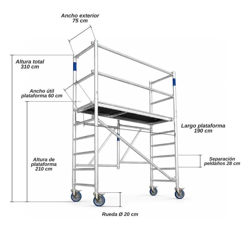 Andamio Plegable de Aluminio 4,10m Altura [Homologado]